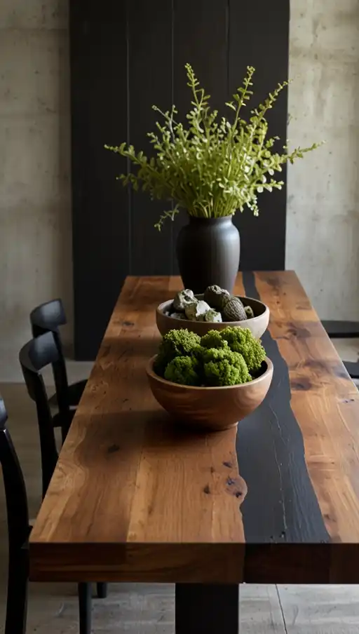 21 Chic Black Dining Table Decor Ideas That Make a Bold Statement 4 3 Organic Modern with Natural Wood