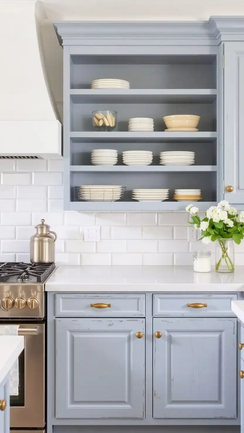 23 Dreamy French Cottage Kitchen Ideas You’ll Instantly Fall in Love With 4 3 Soft Blue Cabinetry