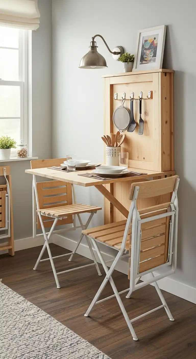 21 Space-Saving Small Dining Room Ideas 5 4 Install Wall Mounted Drop Leaf Tables
