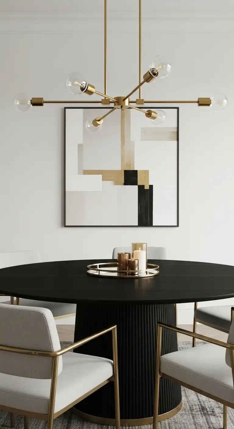17 Stylish Black Round Dining Table Ideas for Every Interior 5 4 Modern Metallic Accents