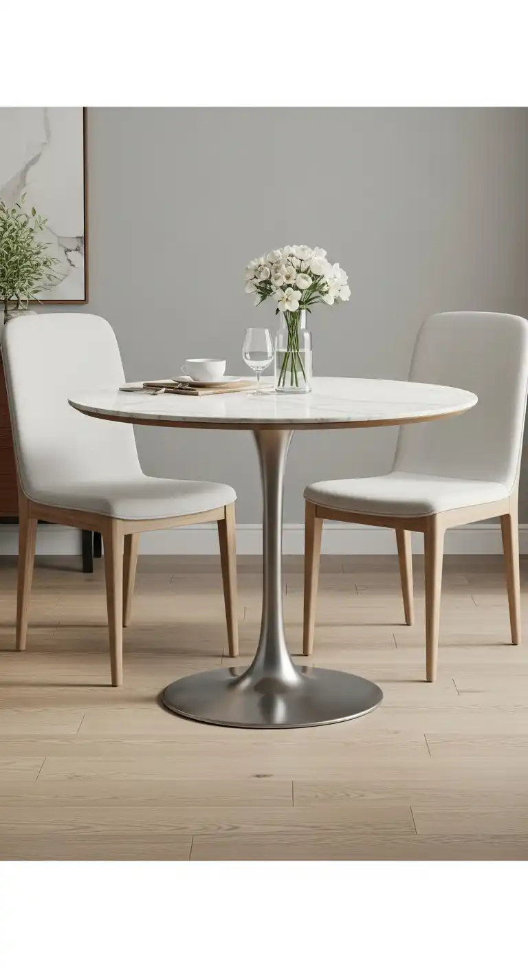 23 Space-Saving Small Round Dining Table Designs for Compact Homes 5 4 Pedestal Base Round Table