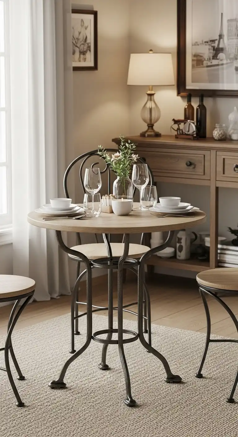23 Space-Saving Small Round Dining Table Designs for Compact Homes 6 5 Bistro Inspired Table