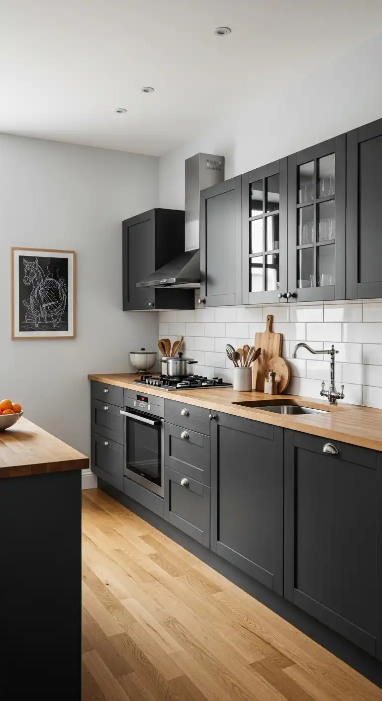 18 Fresh Kitchen Color Palette Ideas to Try 6 5 Charcoal Gray and Natural Wood