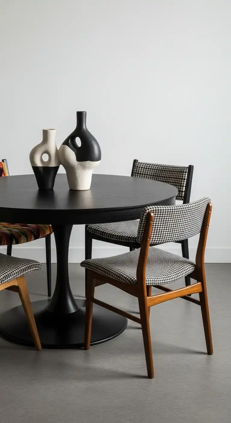 17 Stylish Black Round Dining Table Ideas for Every Interior 6 5 Eclectic
