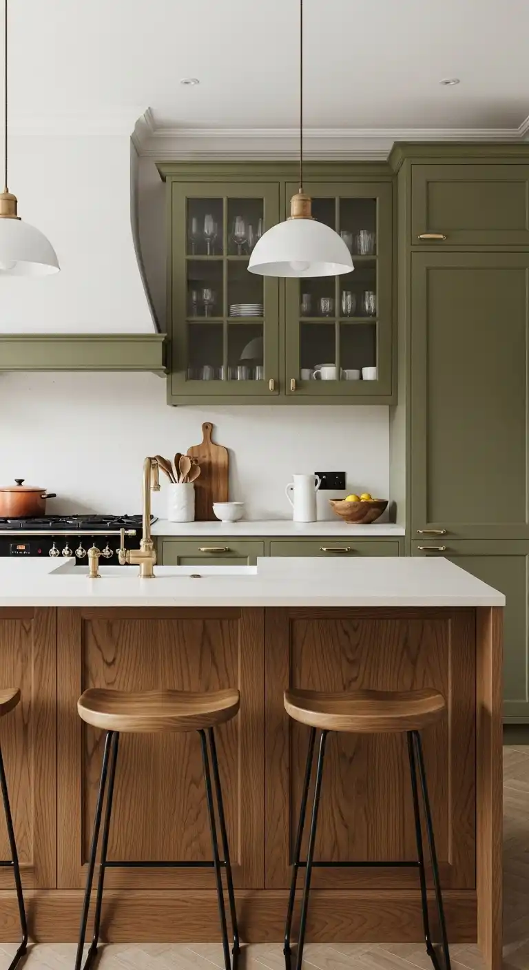19 Stunning Kitchen Color Combinations Ideas for Every Style 6 5 Olive Green and Warm Wood