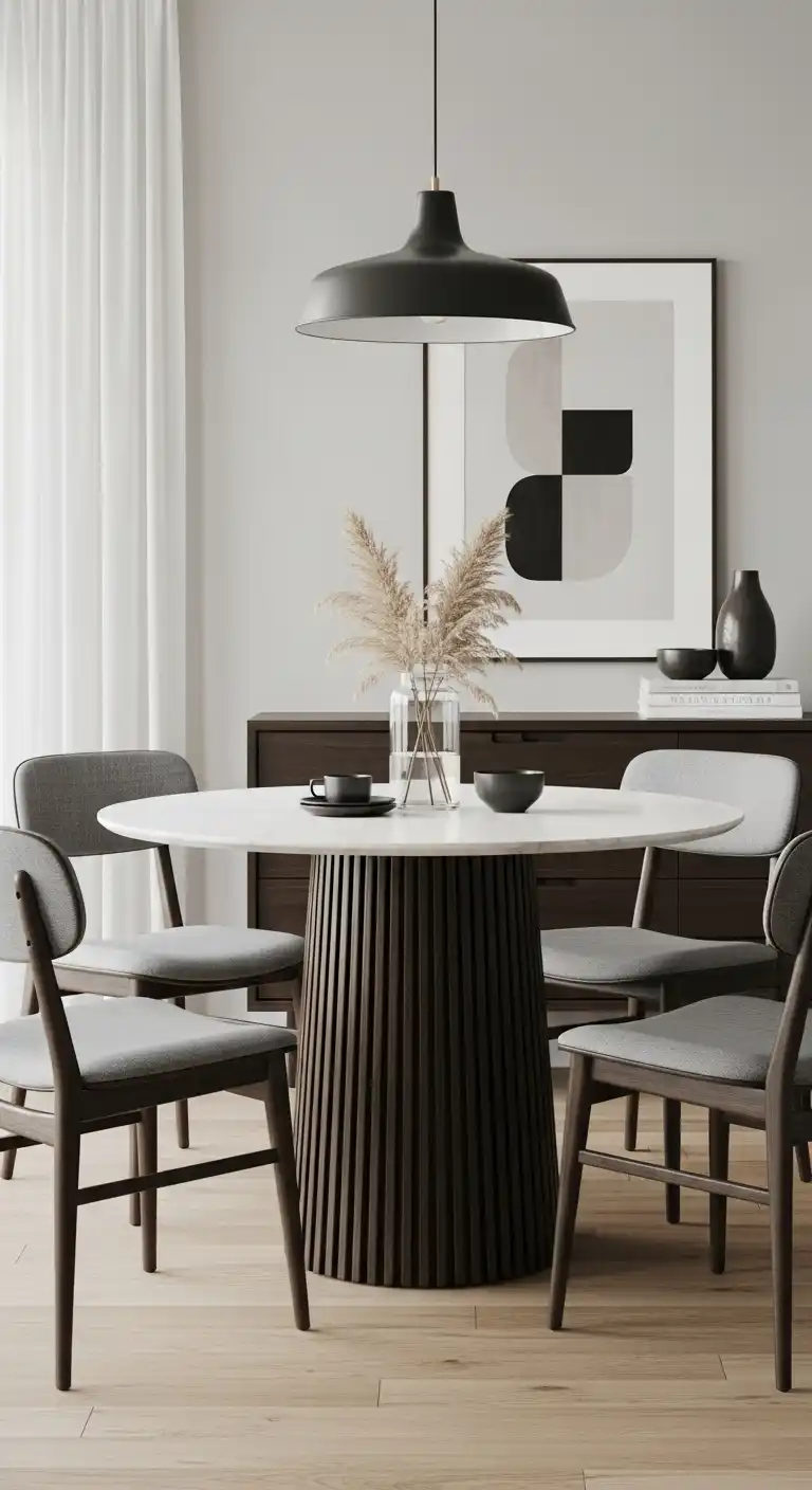 19 Trendy Modern Round Dining Table Ideas to Inspire Your Next Makeover 6 5 Sleek Round Dining Table Set