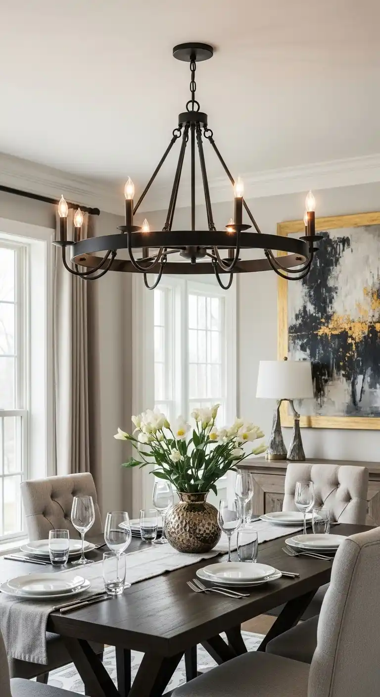 23 Elegant Moody Dining Room Ideas 6 5 Statement Chandelier as a Focal Point