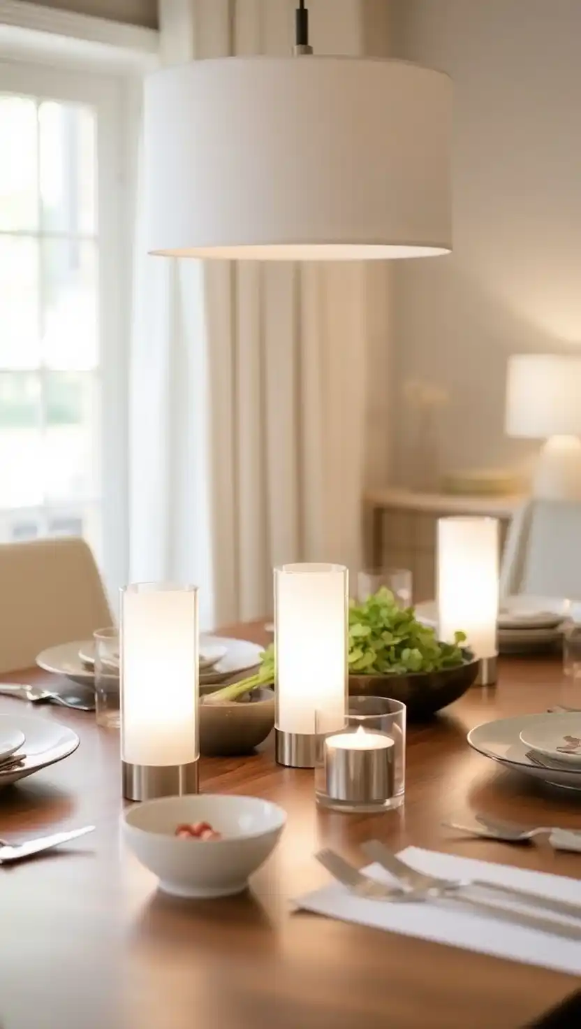 15 Modern Dining Table Centerpiece Ideas for a Stylish Look 6 5. Turn on a Lamp