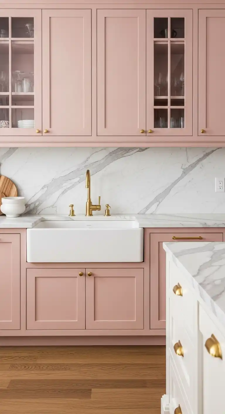 19 Stunning Kitchen Color Combinations Ideas for Every Style 7 6 Blush Pink and Marble White
