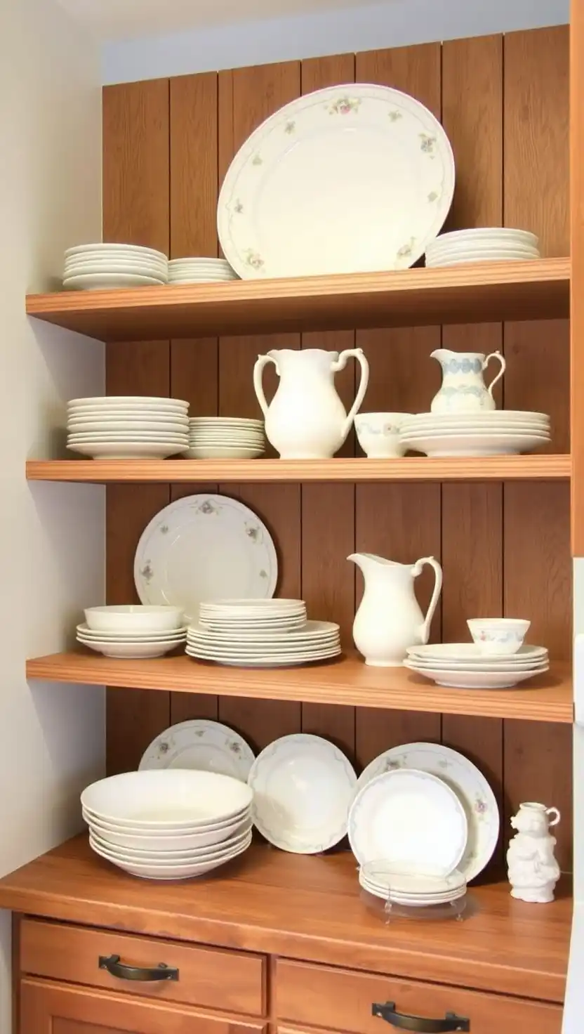 23 Dreamy French Cottage Kitchen Ideas You’ll Instantly Fall in Love With 7 6 Open Shelving with China Display