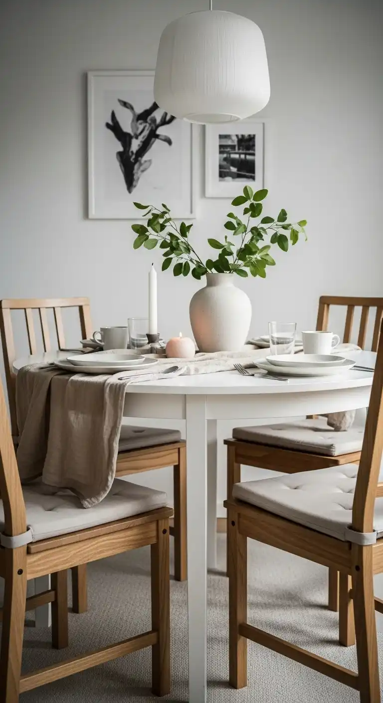 19 Cozy Round Dining Table Decor Styles for a Welcoming Vibe 7 6 Scandinavian Simplicity