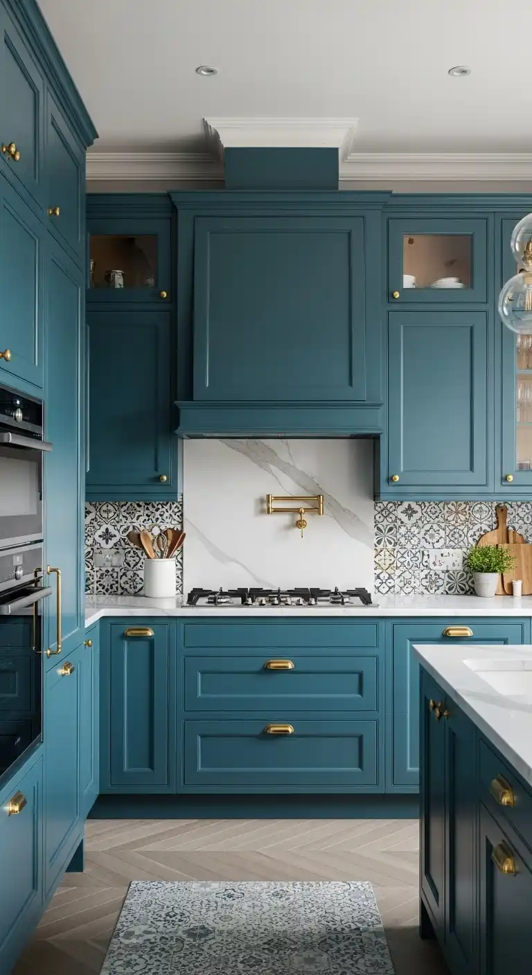 18 Fresh Kitchen Color Palette Ideas to Try 7 6 Teal Blue and Warm Gray