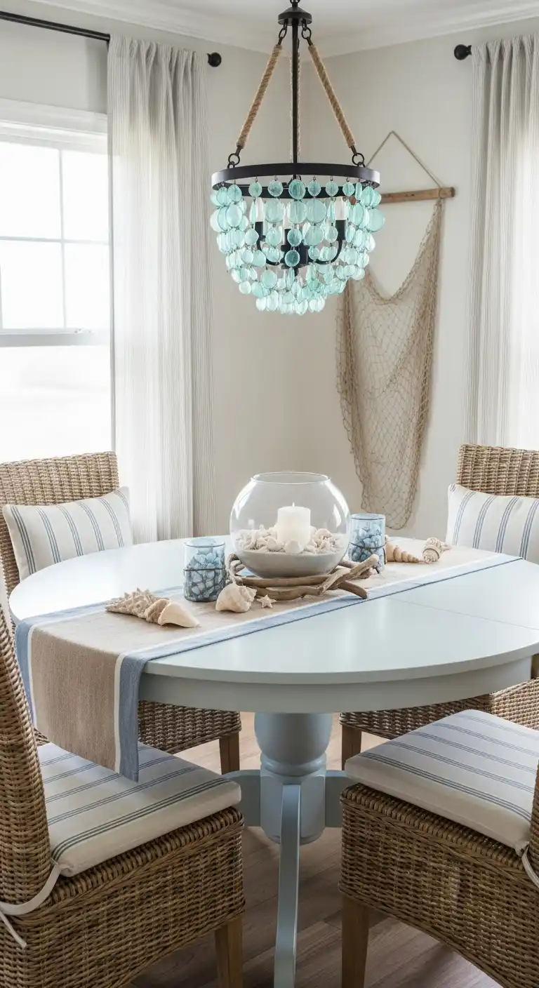15 Cozy Round Dining Table Ideas for Kitchen Warmth 7 6. Coastal Calm