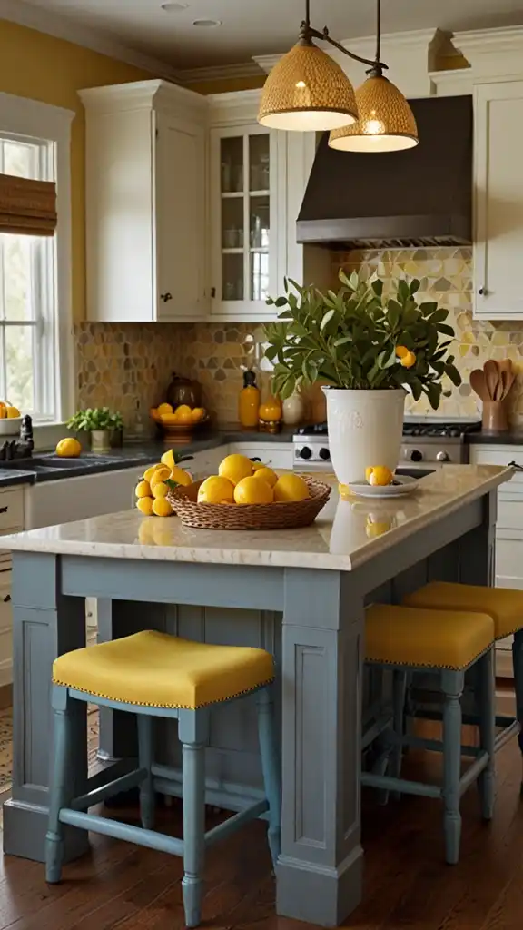 13 Lemon Kitchen Decor Ideas to Brighten Your Space 8 7 Lemon Accented Kitchen Island