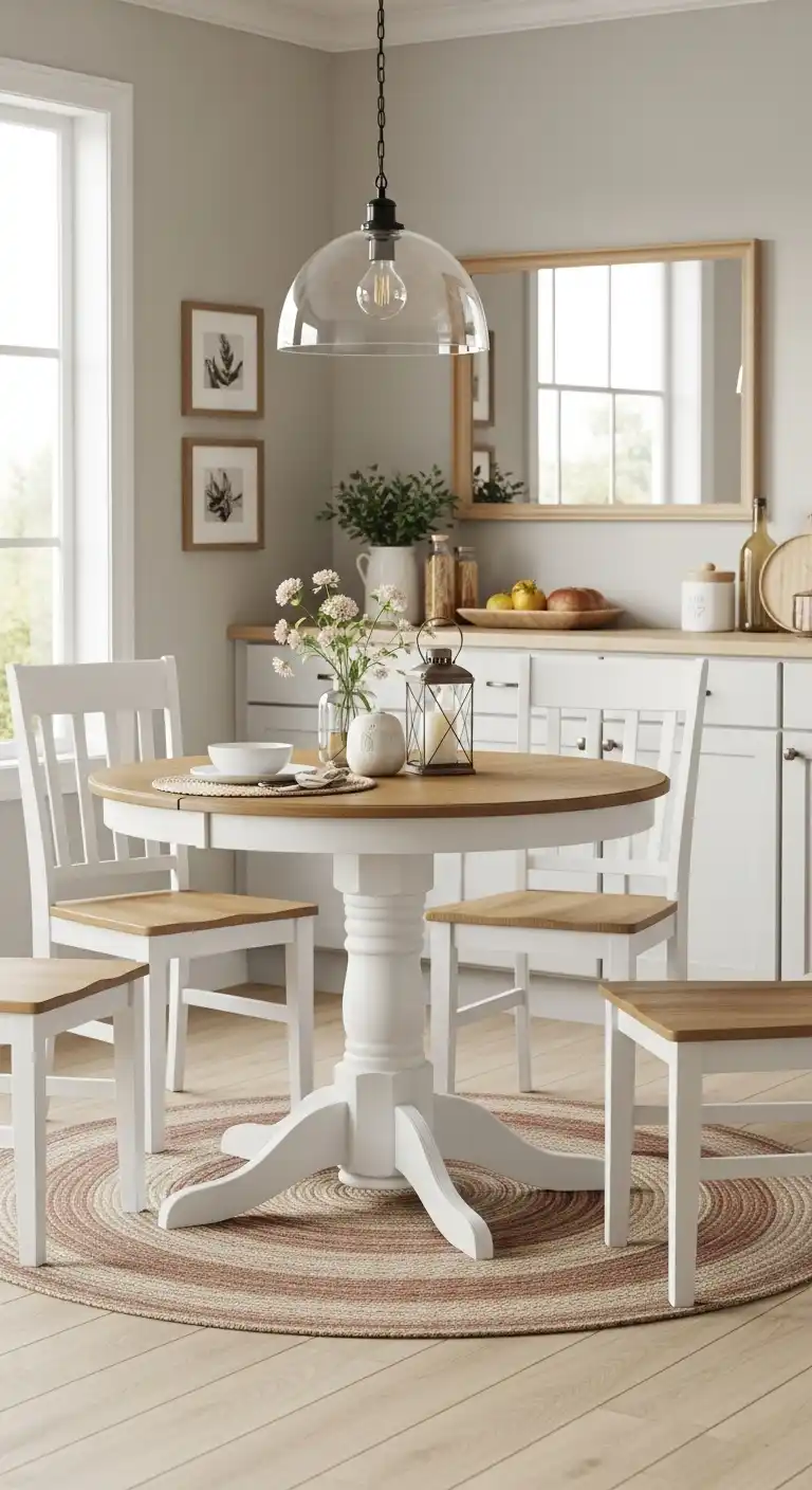 15 Cozy Round Dining Table Ideas for Kitchen Warmth 8 7. Compact and Cozy