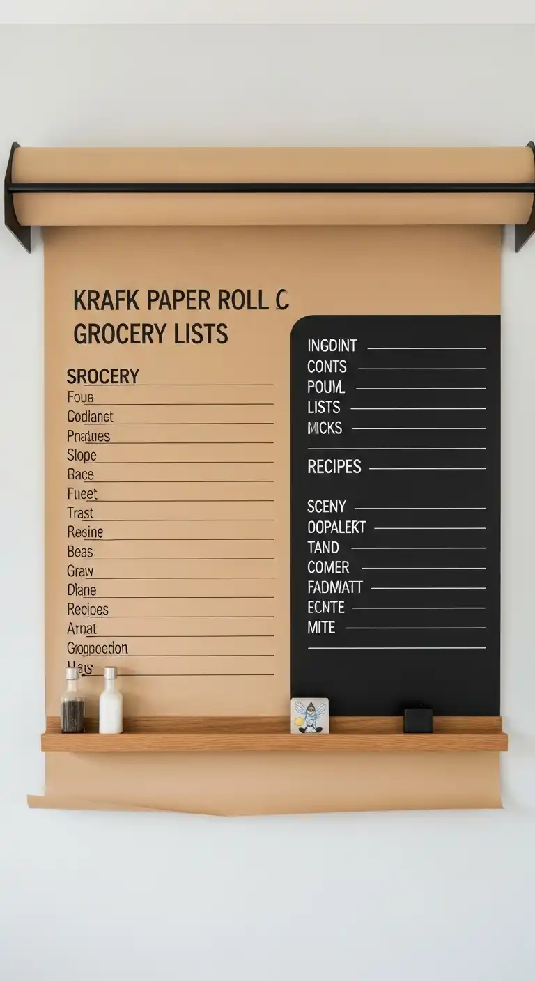 15 Clever Small Spaces Empty Kitchen Wall Ideas 8 7. Kraft Paper Roll or Chalkboard