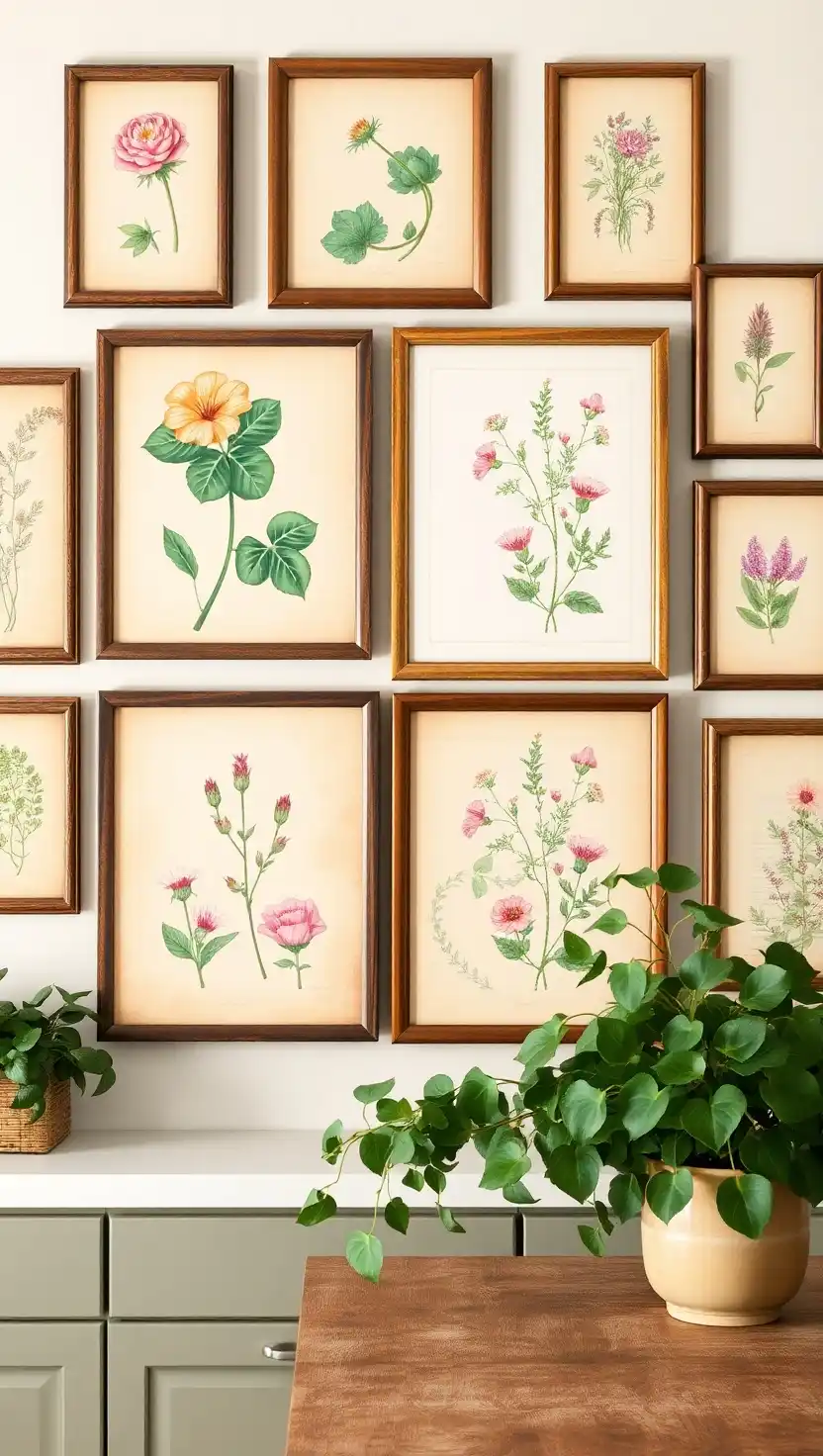 21 Magical Apothecary Aesthetic Kitchen Ideas for a Vintage Vibe 9 8 Botanical Wall Art