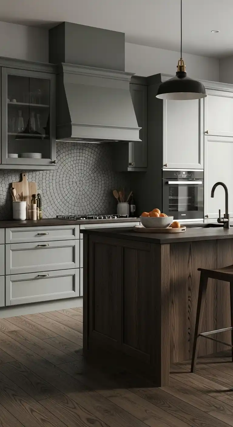 19 Stunning Kitchen Color Combinations Ideas for Every Style 9 8 Gray Green and Dark Wood