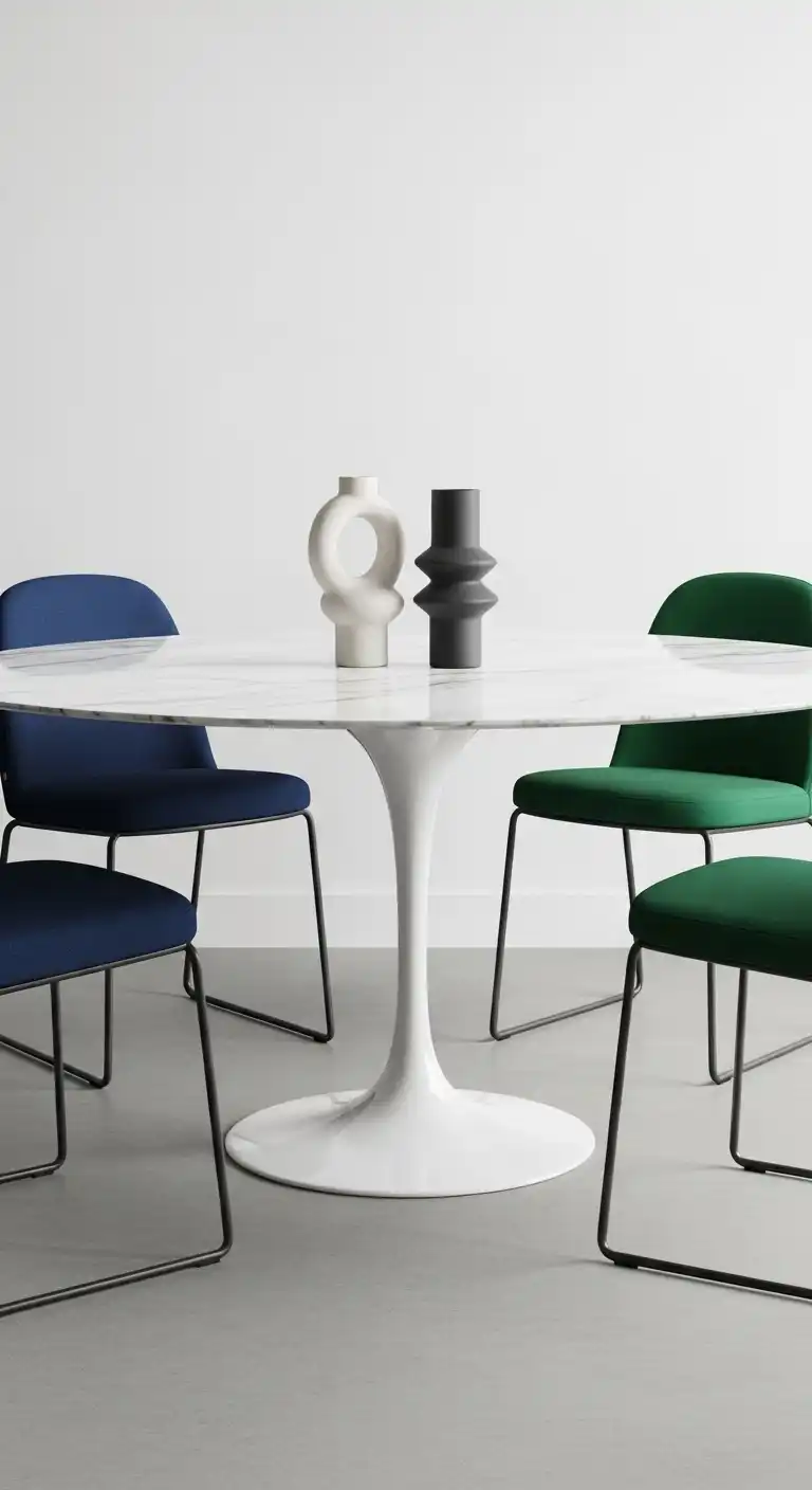 23 Chic Round Dining Table Ideas for Modern Interiors 9 8 Marble Top Tulip Table
