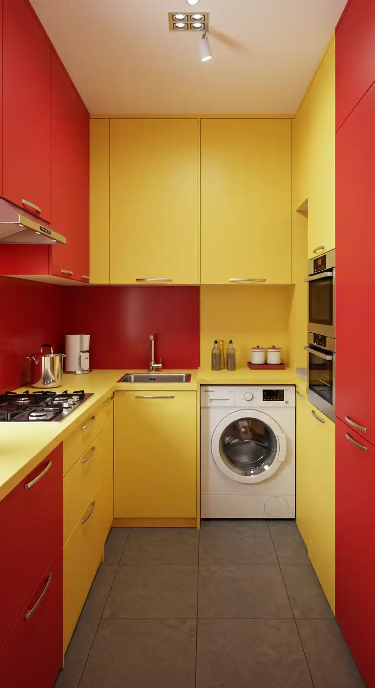13 Innovative Modular Kitchen Ideas to Transform Your Cooking Space 9 8 Vibrant Red Yellow Parallel Kitchen