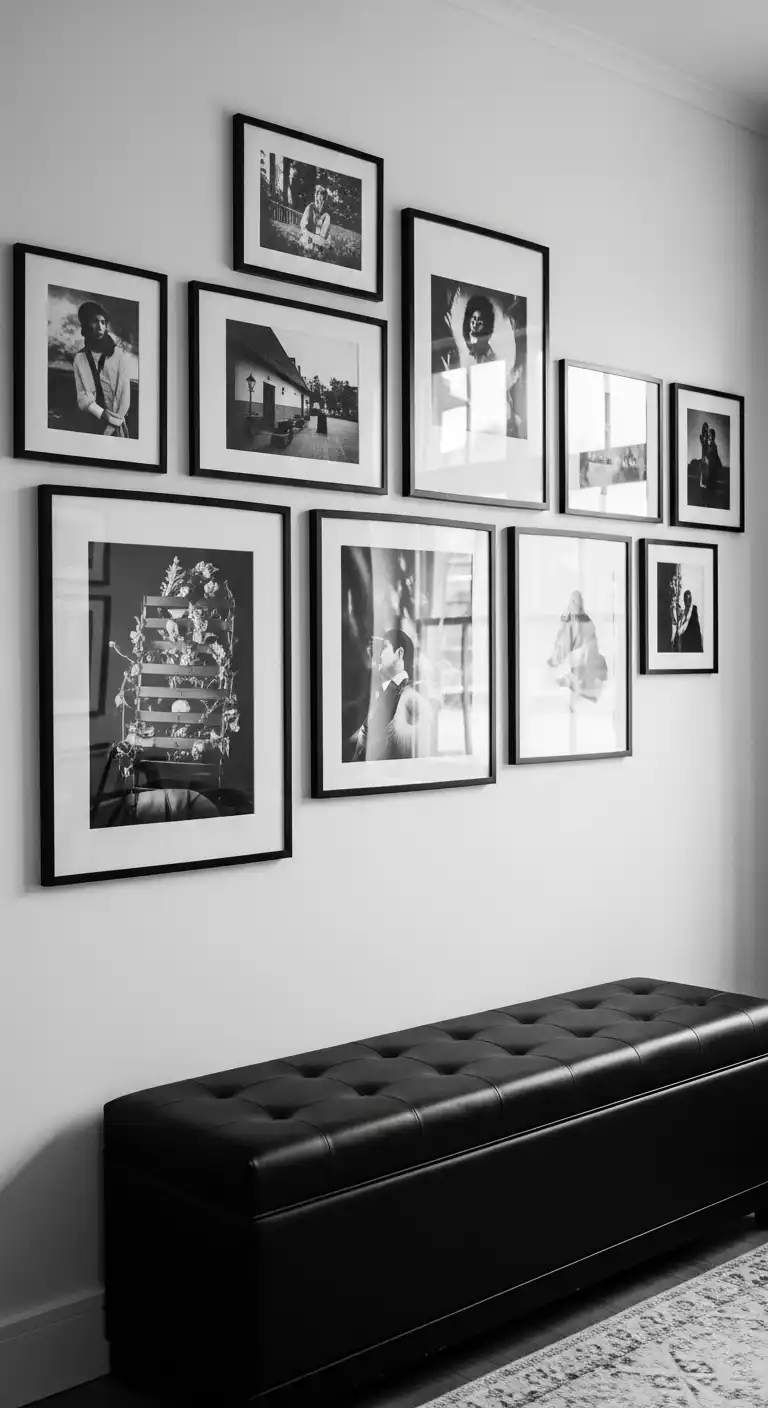 23 Elegant Moody Dining Room Ideas 10 9 Black and White Gallery Wall