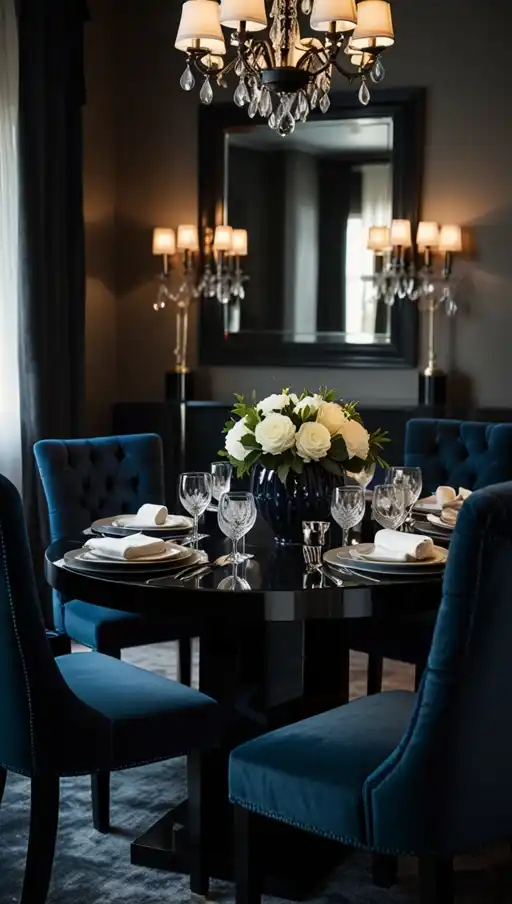 21 Chic Black Dining Table Decor Ideas That Make a Bold Statement 10 9 Luxe Velvet for Plush Comfort