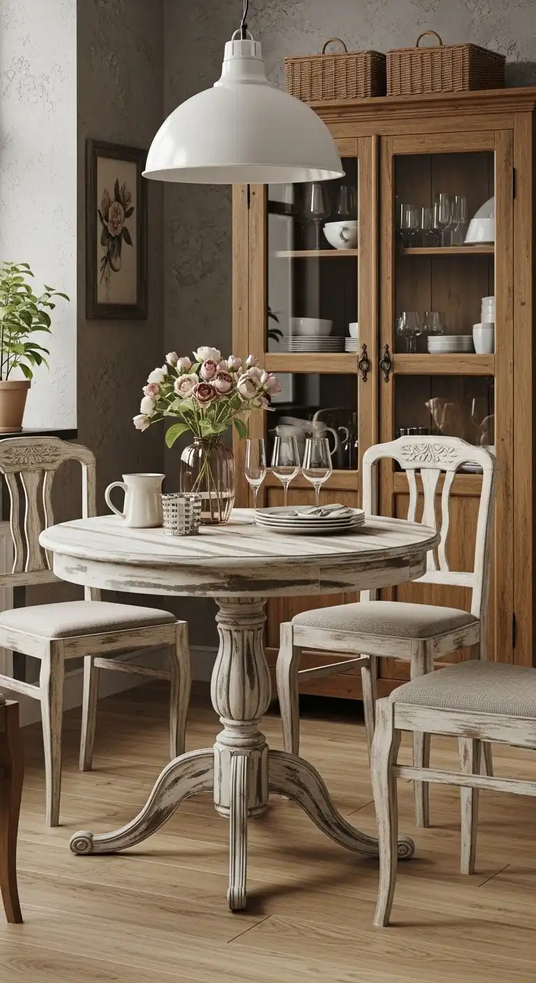 23 Space-Saving Small Round Dining Table Designs for Compact Homes 10 9 Vintage Inspired Table