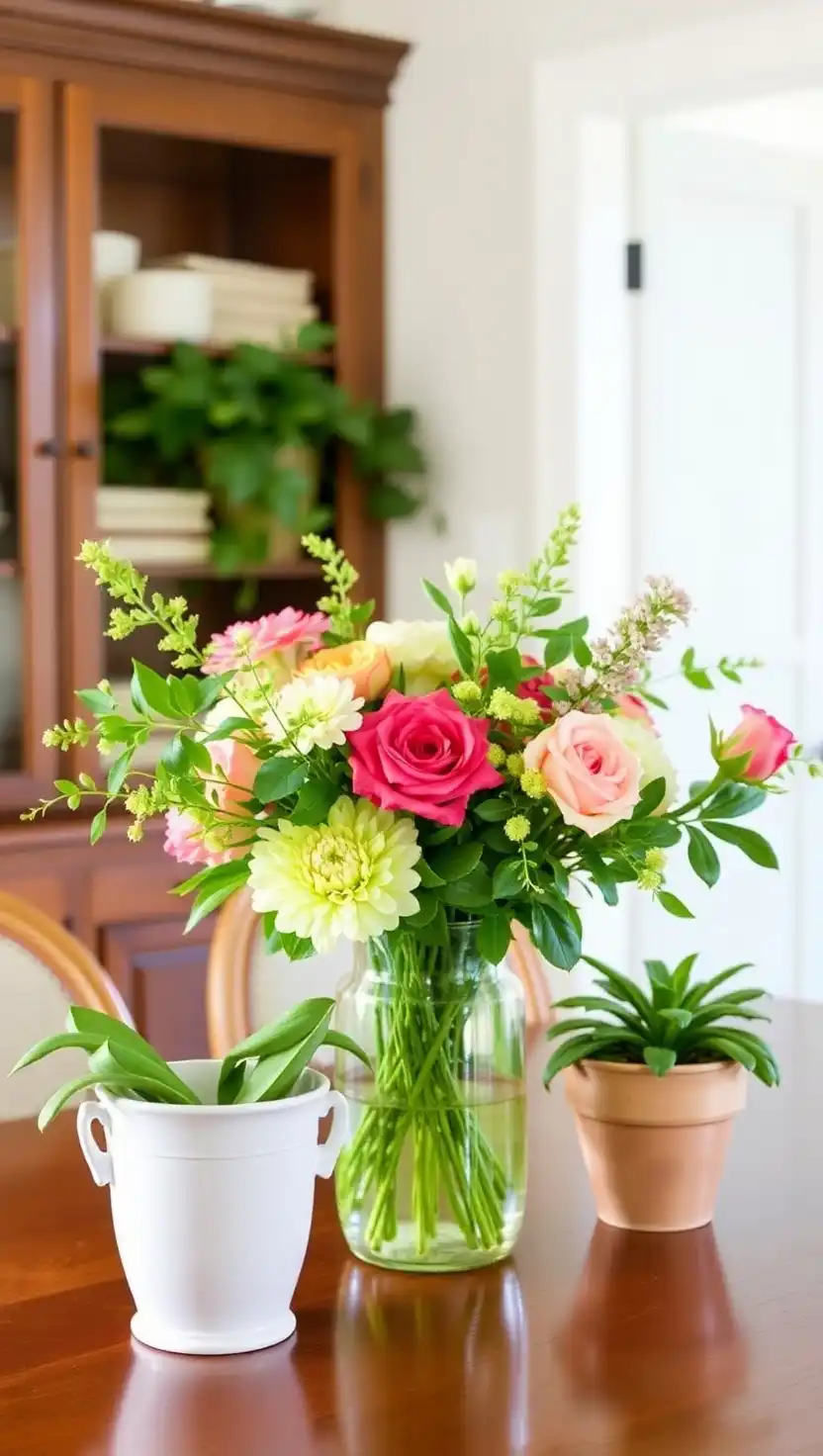 15 Timeless Dining Room Display Ideas That Impress Every Guest 10 9. Fresh Flowers or Greenery