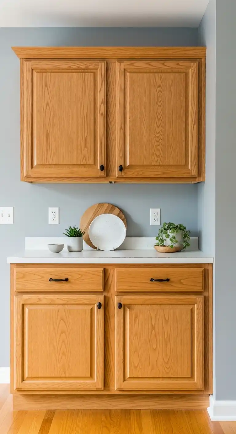Cool Gray Walls A Balanced Backdrop for Honey Oak