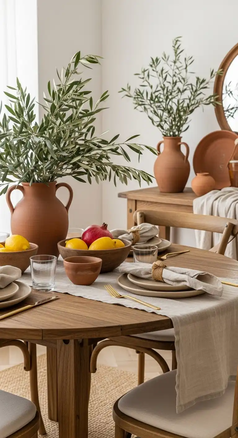 25 Elegant Round Dining Table Styling Ideas to Elevate Your Space 2 Earthy Mediterranean Vibes