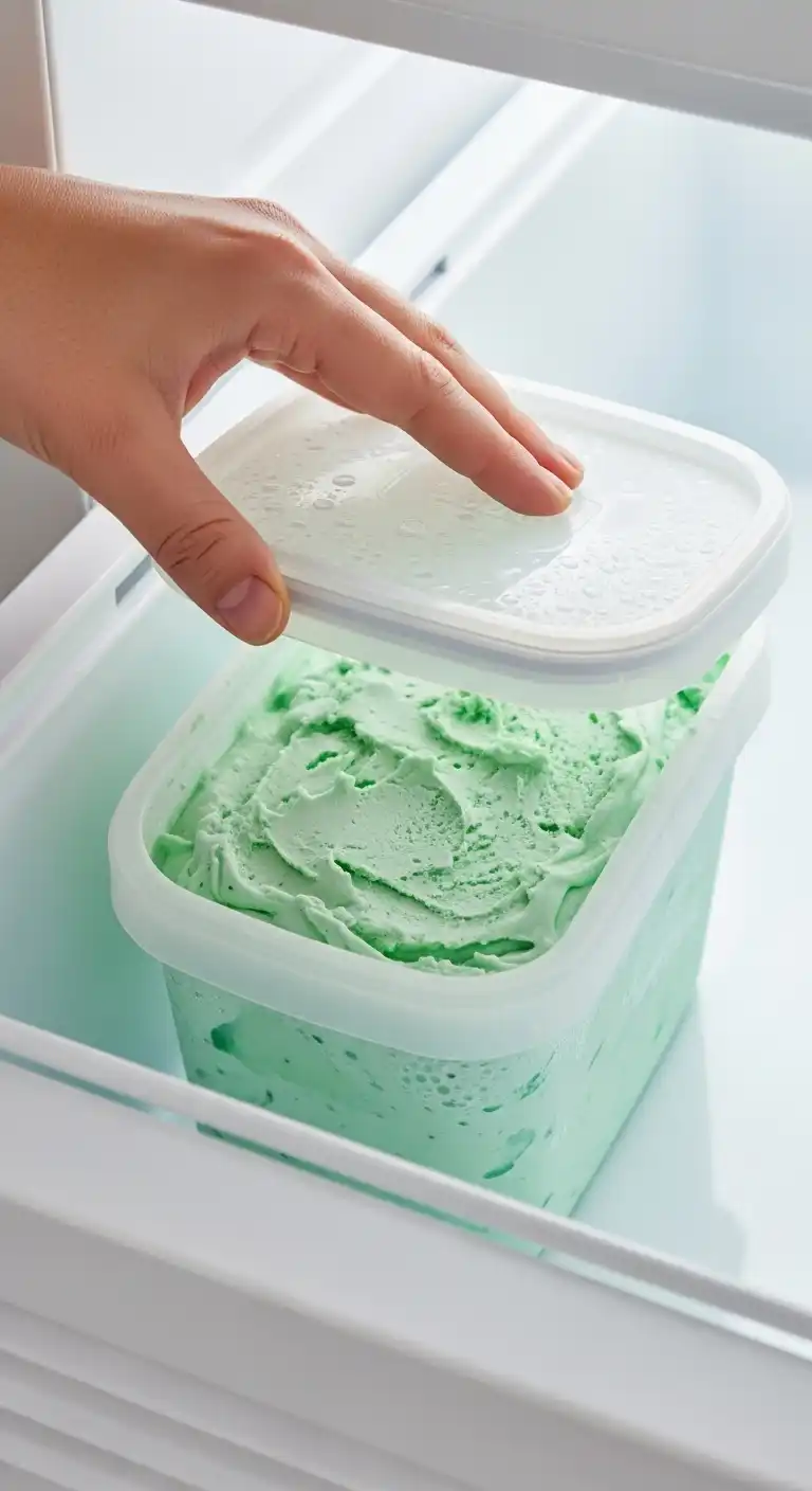 Freezing peppermint ice cream