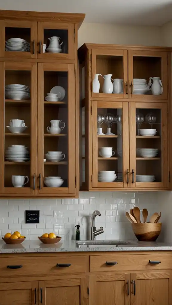 13 Modern Oak Kitchen Ideas for a Warm Yet Contemporary Look 6 GlassFront Cabinet DoorsReplacing solid 2