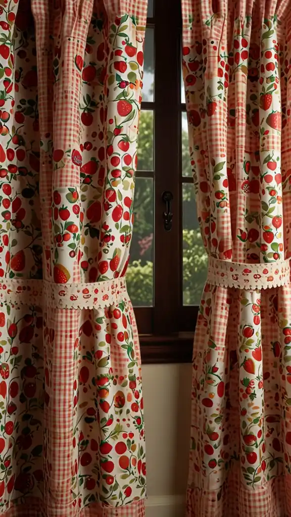 13 Strawberry Kitchen Decor Ideas for a Fresh and Charming Space 8 Strawberry CurtainsStrawberrythemed curt 3