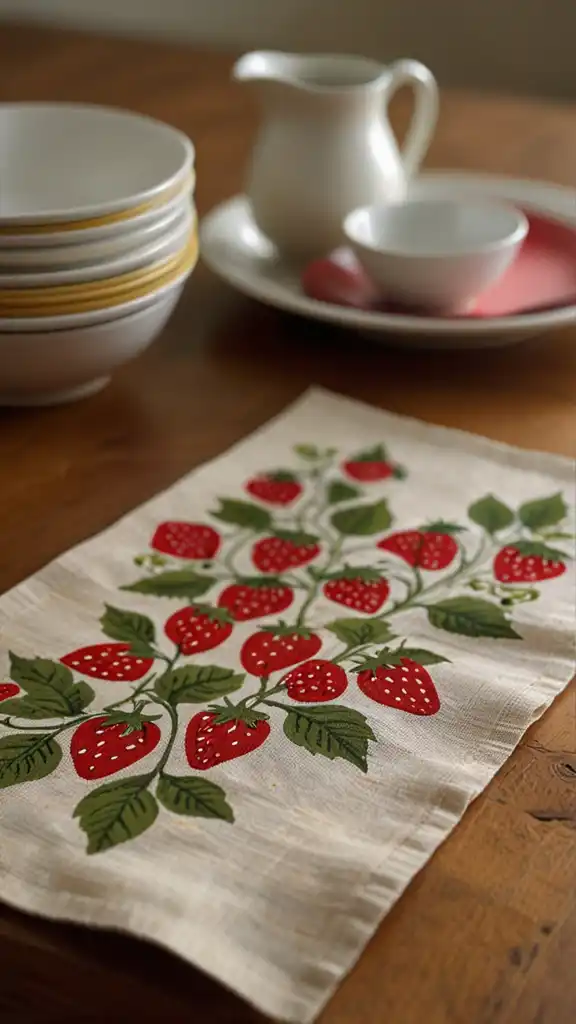 13 Strawberry Kitchen Decor Ideas for a Fresh and Charming Space 3 Strawberry Motif Table RunnerA strawberr 0