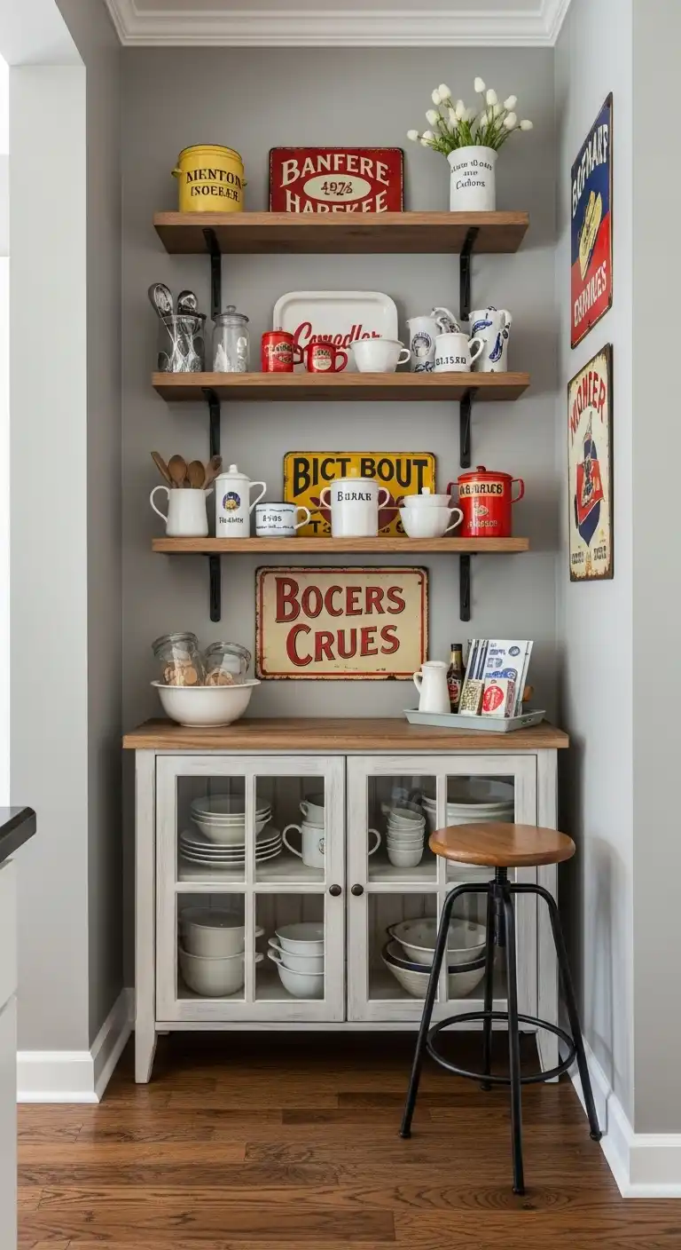 23 Trendy Kitchen Nook Accent Wall Ideas Worth Trying 22 Vintage Display Nook
