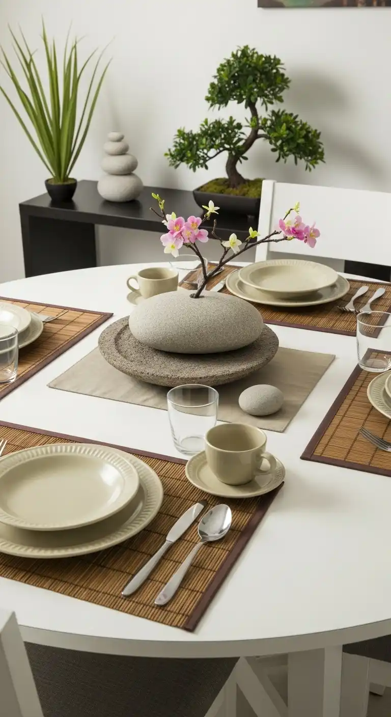 25 Elegant Round Dining Table Styling Ideas to Elevate Your Space 21 Zen Inspired Tranquility