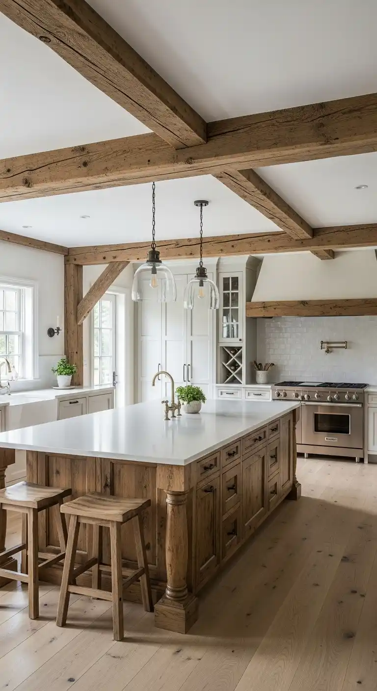21 Elegant French Chateau Kitchen Ideas That Redefine Rustic Luxury 2 1 Exposed Wooden Beams for Rustic Grandeur