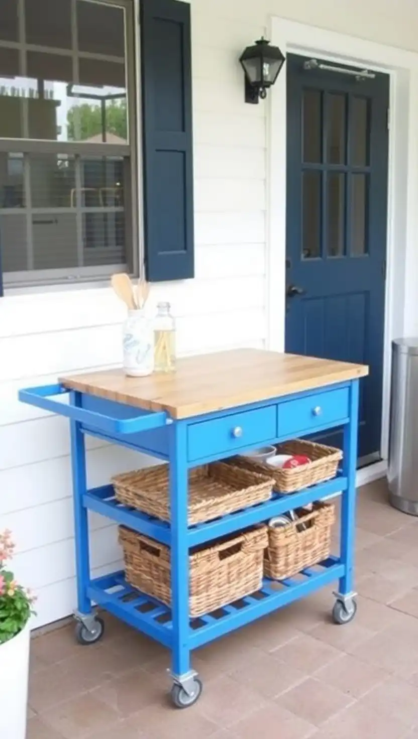 19 Practical Cheap Outdoor Kitchen Ideas to Transform Your Patio Space 2 1 Repurpose a Utility Cart as a Mobile Kitchen Island