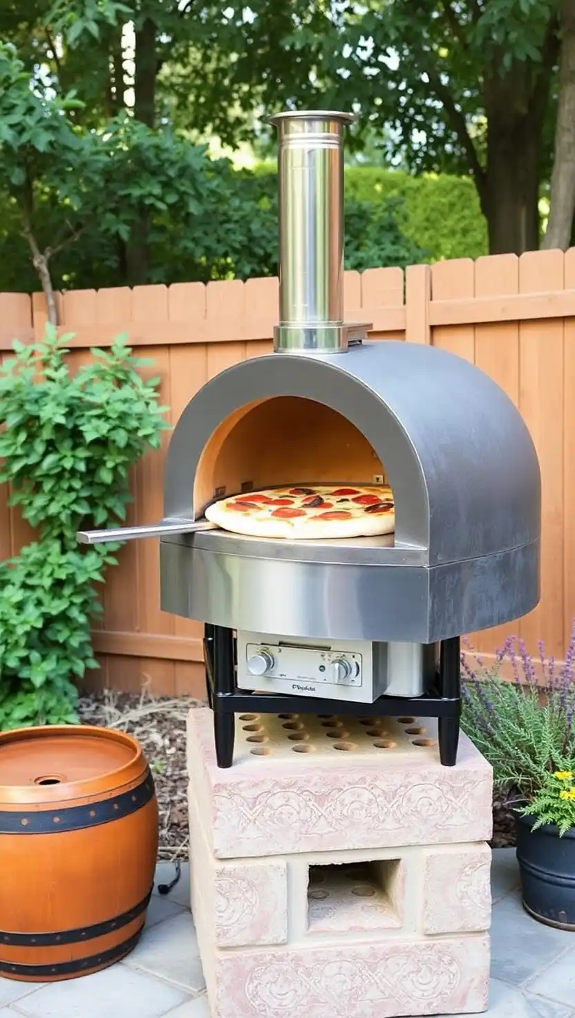 19 Practical Cheap Outdoor Kitchen Ideas to Transform Your Patio Space 11 10 Add a Portable Pizza Oven