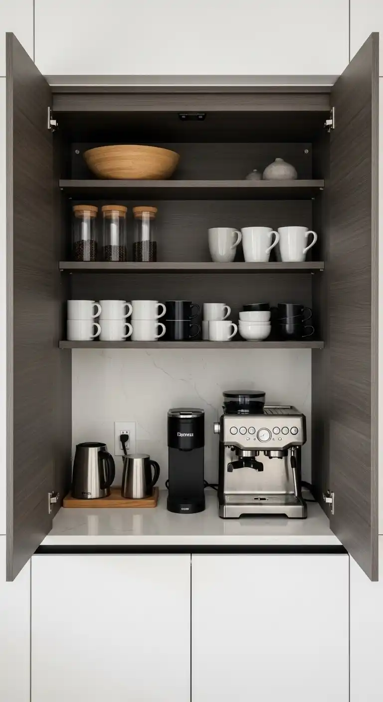 27 Sleek Kitchen Room Design Ideas to Inspire Your Remodel 12 11 Hidden Coffee Station