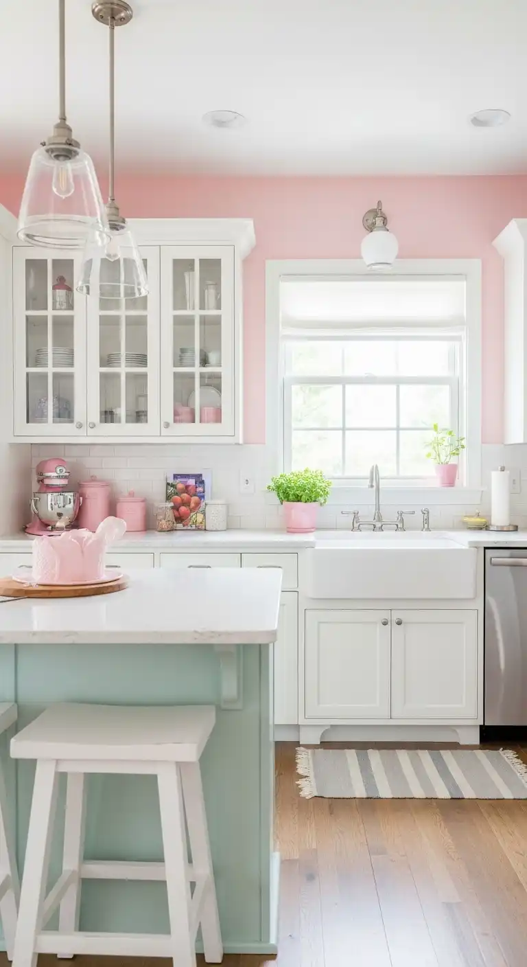 15 Gorgeous Kitchen Color Ideas for Walls 12 11 Soft Pinks and Pastels