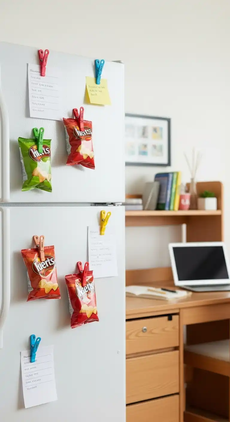 Dorm Room Kitchen Essentials: 21 Smart Picks for Tiny Spaces 12 11. Magnetic Clips on Dorm Fridge