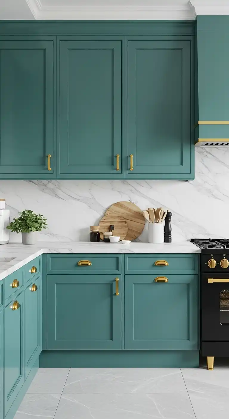 19 Elegant Kitchen Color Aesthetic Inspirations 13 12 Bold Teal Gold