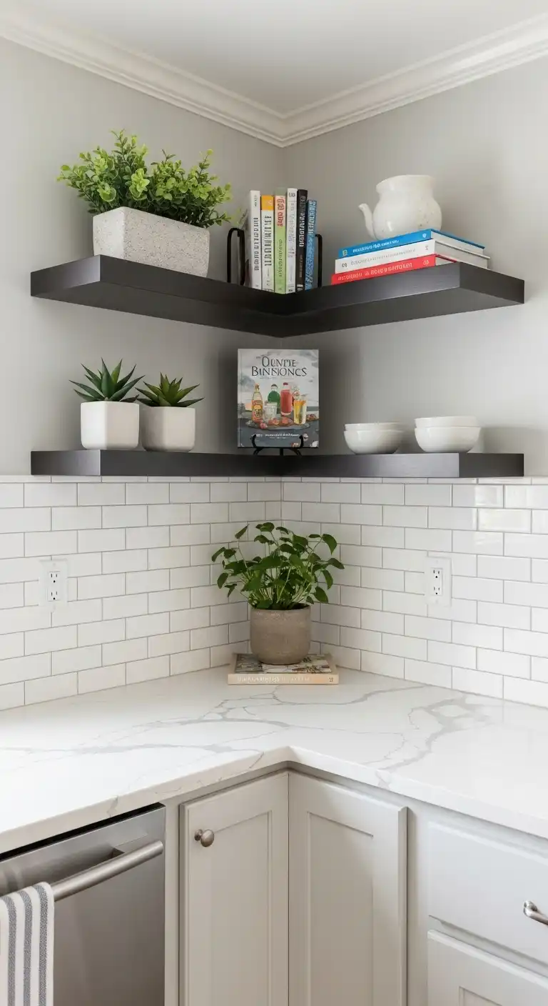 20 Inviting Kitchen Counter Corner Decor Ideas 13 12 Floating Corner Shelves
