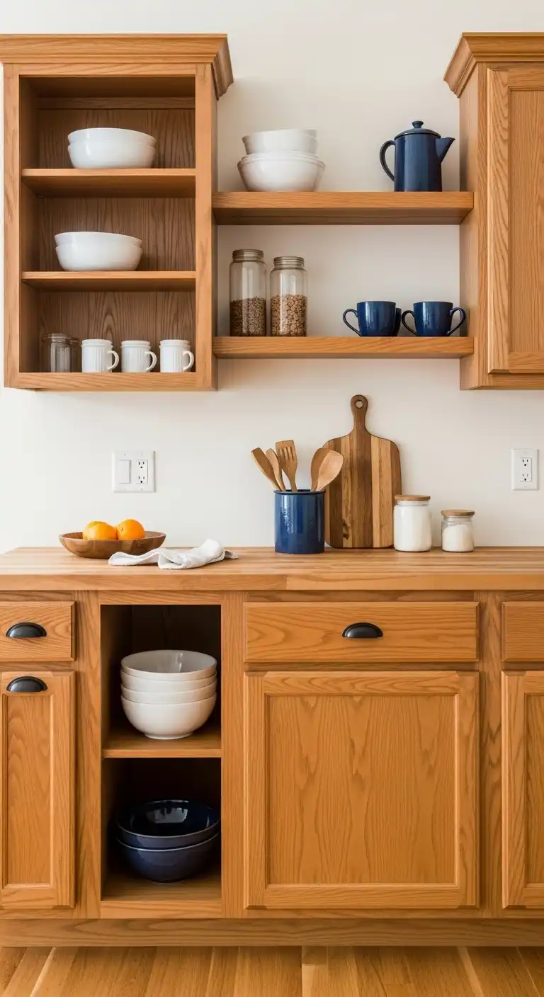 17 Stunning Orange Oak Cabinet Makeover Ideas 13 12 Incorporate Natural Wood Elements