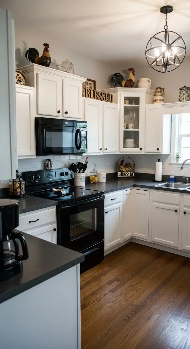 Above Kitchen Cabinet Decor Ideas: 21 Creative Styling Tips 13 12. Monochrome Decor Palette