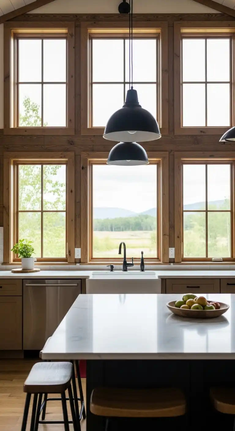 21 Timeless Rustic Modern Kitchen Ideas You'll Love 14 13 Large Windows for Natural Light