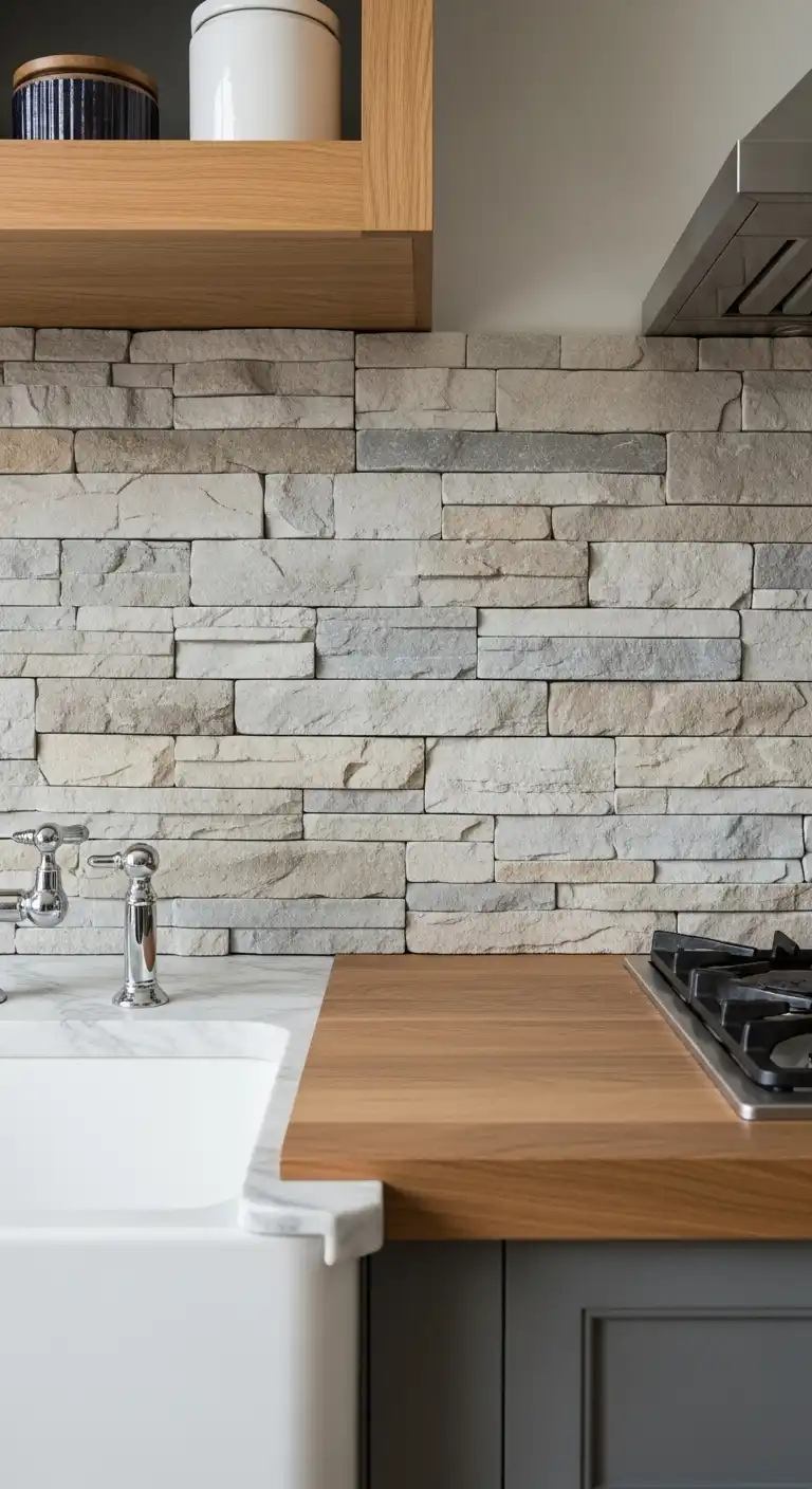 21 Elegant French Chateau Kitchen Ideas That Redefine Rustic Luxury 14 13 Rustic Stone Backsplash