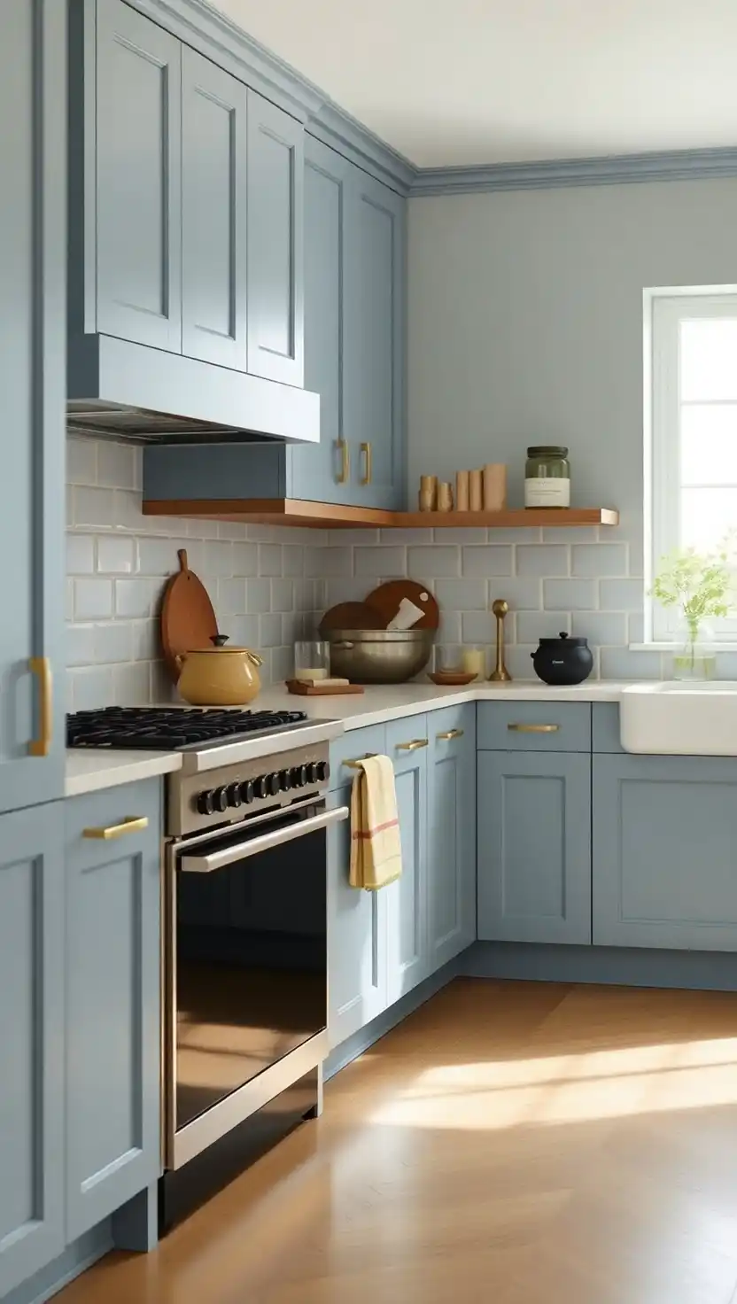 19 Warm and Natural Earthy Kitchen Color Ideas 16 14 Muted Blue Calm