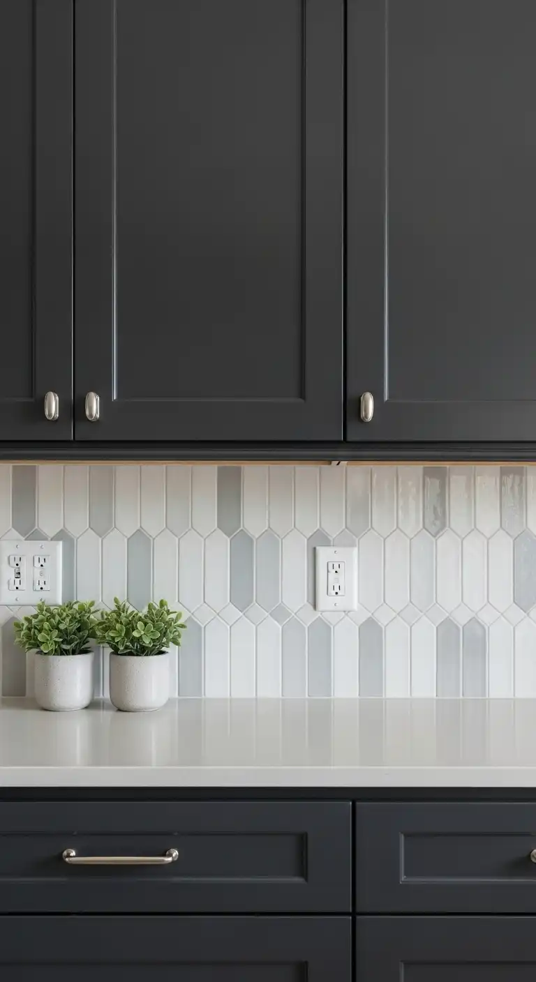 21 Elegant Kitchen Backsplash Designs with Dark Cabinets 15 14 Picket Fence Tiles